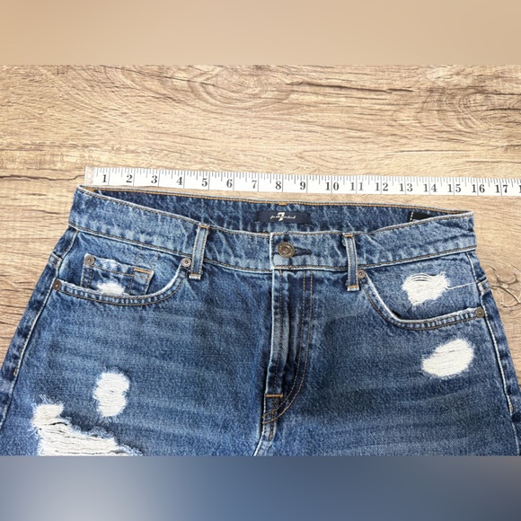 7 For All Mankind Distressed Denim Mini Skirt Size 28 - Picture 4 of 7